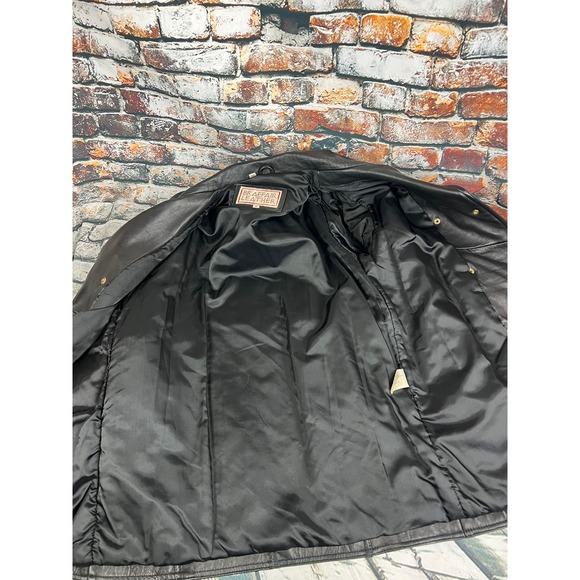 BRAEFAIR LEATHER Womens Black Double Breasted Belted Trench Coat Jacket M - Picture 6 of 7